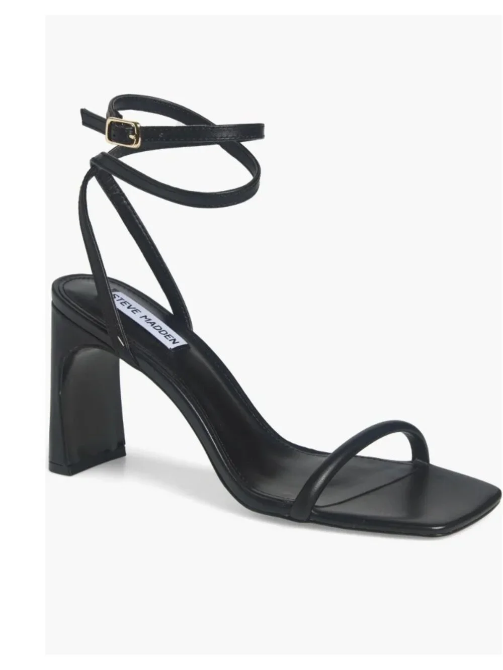 Steve Madden Women Eryka Black Leather Ankle Strap Sandal  Sz 8